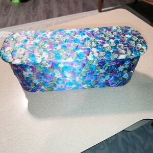 Mid-century MCM Vintage Satin Quilted Floral Lingerie & Glove Vanity Box 50-60's